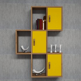 Prateleira de Parede Flora – Nogueira Amarelo – 50x112,6x20 cm