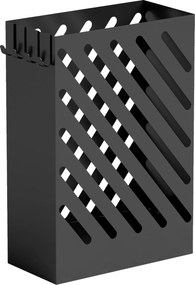 Suporte para Guarda-Chuvas em Aço Galvanizado, Estreito, com Tabuleiro Recolhe-Gotas Amovível, 4 Ganchos, 28x14x41 cm, Preto