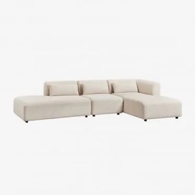 Sofá Modular Chaise Longue Direito De 3 Peças Com Divã Fogler Linho Veludo Bege Linho - Sklum