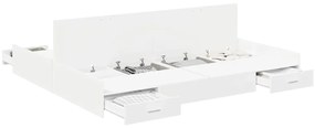Estrado de cama com arrumação com gaveta com cabeceira Branco 180 x 20