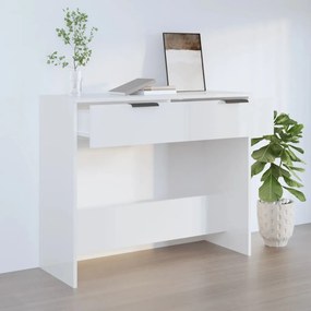 vidaXL Mesa consola 90x36x75 cm madeira processada branco brilhante