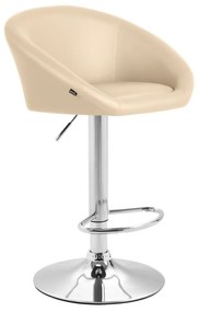Banco de bar Miami em couro sintético e com estrutura cromada 55 x 86-106 x 51 cm Creme