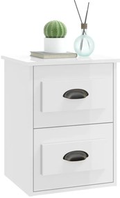 Mesa de cabeceira de parede 41,5x36x53 cm branco brilhante