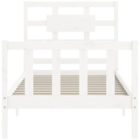 Estrutura de cama com cabeceira 100x200cm madeira maciça branco