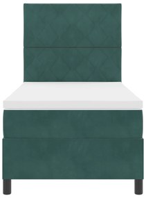 Cama Box com Colchão Verde Escuro 90x200 cm Veludo