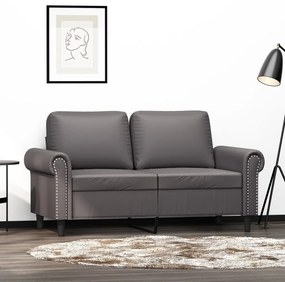 Sofá de 2 lugares 120 cm couro artificial cinza