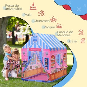 HOMCOM Loja de doces para brincar Zona infantil Presente fácil de montar para crianças 93x69 x103cm 0,75 kg Rosa