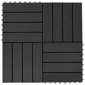 45023 vidaXL Ladrilhos de pavimento 11 pcs WPC 1m² 30x30 cm preto
