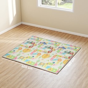 Tapete de brincar para bebé, dobrável e reversível, tapete de espuma espesso, 200 x 180 x 1,5 cm, multicolorido