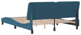 Estrutura de cama c/ cabeceira 160x200 cm veludo azul