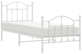 Estrutura de cama com cabeceira e pés 90x200 cm metal branco