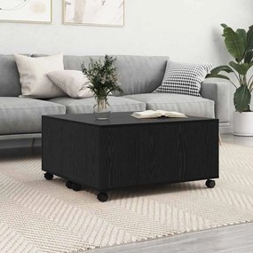 vidaXL Mesa de centro com roda com armazenamento Carvalho preto 75 x 75 x 38 cm