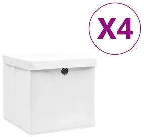 vidaXL Caixas de arrumação com tampas 4 pcs 28x28x28 cm branco