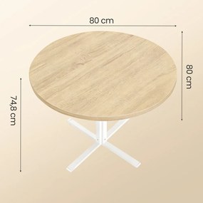 Mesa de jantar redonda 80 x 74,8 cm (Ø x A), para 4 pessoas (CADEIRAS NÃO INCLUIDAS) bege e branca