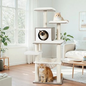 Arranhador de arranhar para gatos 55 x 45 x 138 cm cinza-bege