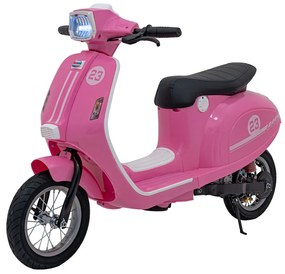 Vespa elétrica para Crianças 24V Retro Scooter 23, Rodas AR assento couro ecológico Rosa