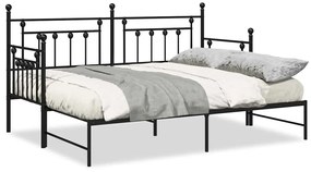 Estrutura de Daybed com Cama Auxiliar Preta 80x200 cm em Aço