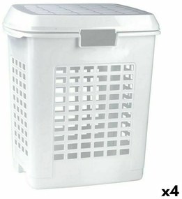 Cesto de Roupa Suja Branco 50 L (4 Unidades)