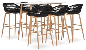 vidaXL 7 pcs conjunto de bar branco e preto