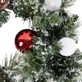 Grinalda de Natal branca com vermelho 45cm incl. LED com temporizador - Jack