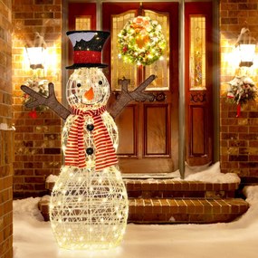 Decoração natalina de boneco de neve iluminado com 80 luzes LED, acessórios para fixação no chão para interiores e exteriores