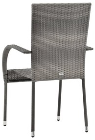 Cadeiras de exterior empilháveis 2 pcs vime PE cinzento