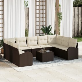 Conjunto de Sofás de Jardim vidaXL de 9 Peças com Almofadas em Polirat
