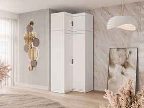 Roupeiro de canto Novduni 121, Branco, 246x98x98cm, 144 kg, Portas de roupeiro: Com dobradiças