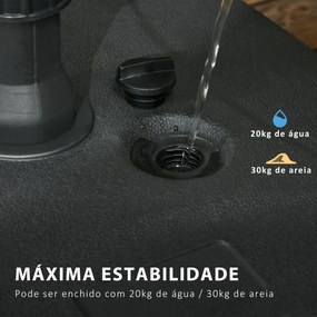 Base para Chapéu de Sol Suporte para Chapéu de Sol Recarregável com Ág