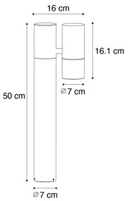 Candeeiro de pé para exterior preto 50cm ajustável - Duo Moderno