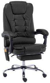 vidaXL Cadeira de escritório c/ função massagem couro artificial preto