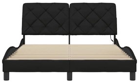 Estrutura de cama com LED sem colchão 140x200 cm tecido preto