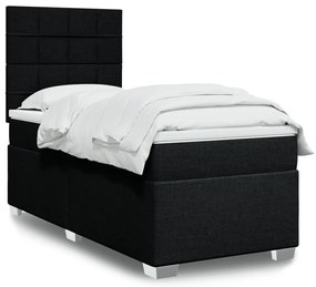 Cama com molas/colchão 90x190 cm tecido preto