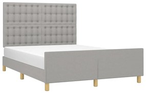 Estrutura de cama sem colchão 140x200 cm tecido cinzento-claro