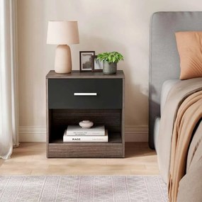 Mesa de cabeçeira com gaveta para quarto 28 x 39 x 41 cm Castanho-preto