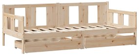 Sofá-cama com gavetas 90x190 cm madeira de pinho maciça