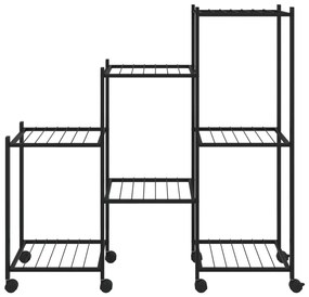 Suporte de vasos c/ rodas 83x25x83,5 cm ferro preto