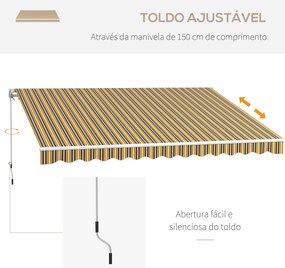 Toldo Manual Retrátil 350x250 cm Toldo para Varanda com Manivela de Me