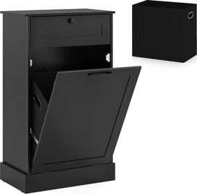 Armário para Roupa Suja, 52 x 33 x 90 cm, Saco de Tecido Removível, Preto