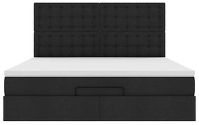 Estrutura de cama otomana com colchão 160x200 cm tecido preto