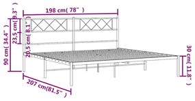 Estrutura de cama com cabeceira 193x203 cm metal preto