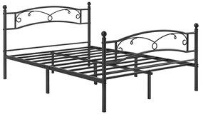 Cama de casal VASAGLE Estrutura de cama de metal para colchão de 140 x 190 cm Cama de hóspedes de fácil montagem Preta RMB073B01