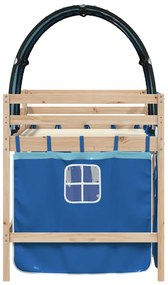 Cama alta para criança com túnel 80x200 cm pinho maciço azul