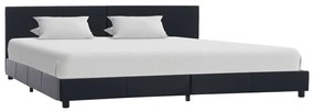 Estrutura de cama 180x200 cm couro artificial preto