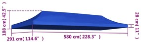 Teto para tendas de festas 3x6 m azul