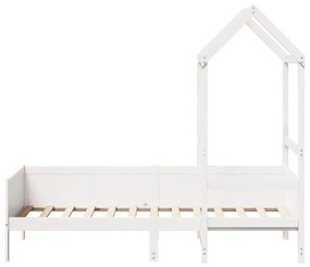 Sofá-cama c/ telhado 90x190 cm madeira de pinho maciça branco