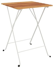 3 pcs conjunto de bistrô dobrável madeira de acácia maciça/aço