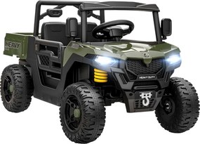 AIYAPLAY Veículo elétrico, 2 motores, porta-malas, design UTV, função musical, Verde | Aosom Portugal