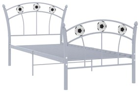 Estrutura de cama com design de futebol 90x200 cm metal cinza