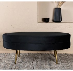 Venture Home Otomana Otto 100x40x41 cm latão e veludo preto